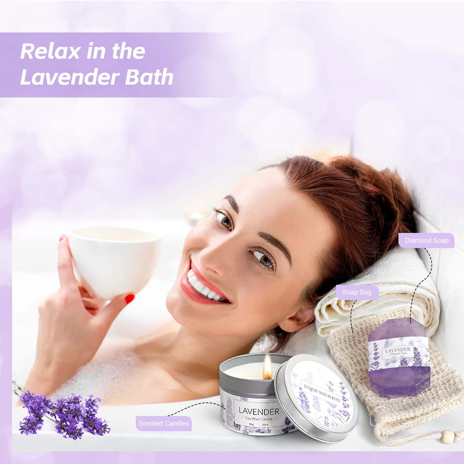 Frerdui Lavender Spa Set diamond soap for gentle cleanse