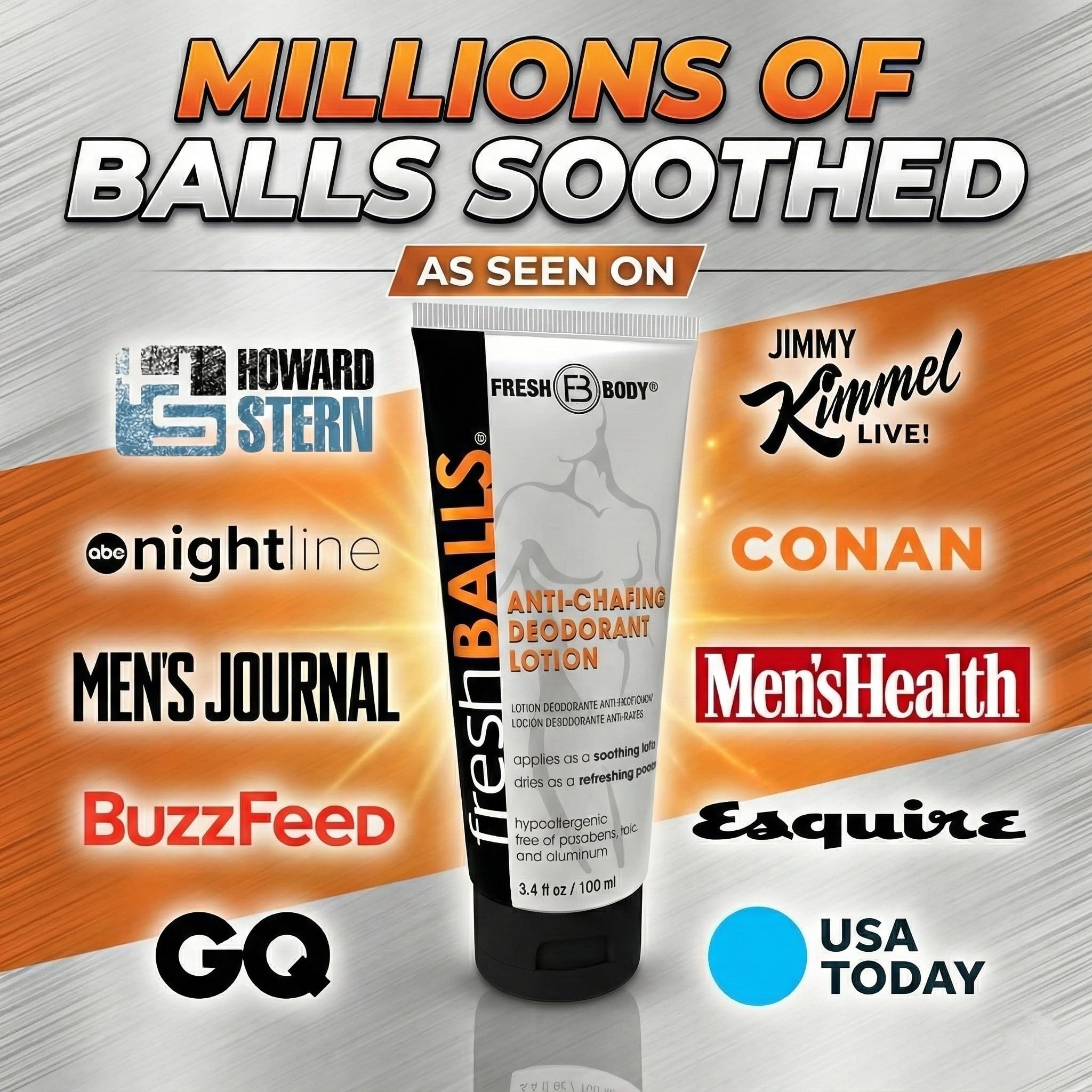 Fresh BALLS Lotion silky finish on skin demonstrates non-greasy absorption after workouts.
