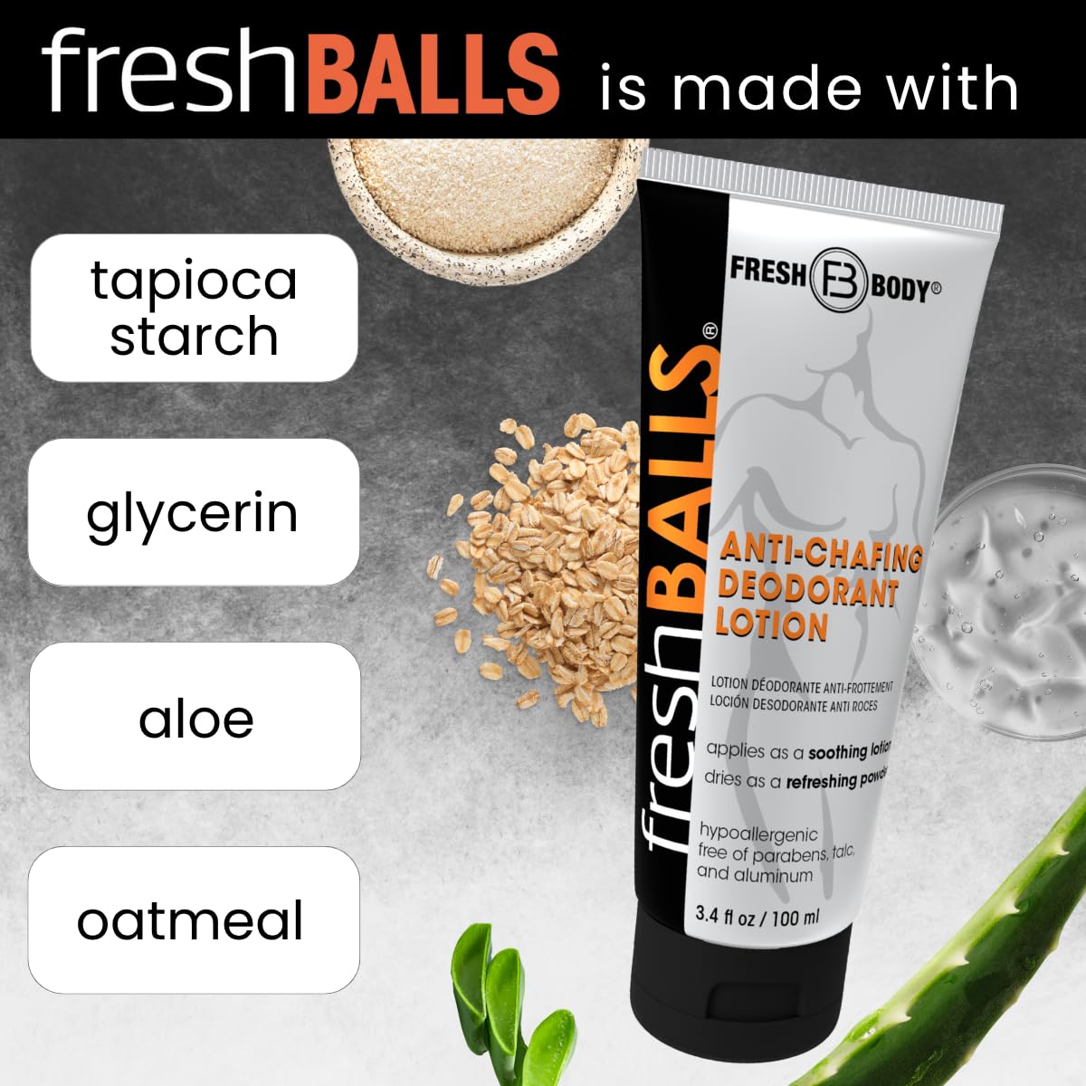 Fresh BALLS Lotion USA-made label visible on bottle for quality assurance.