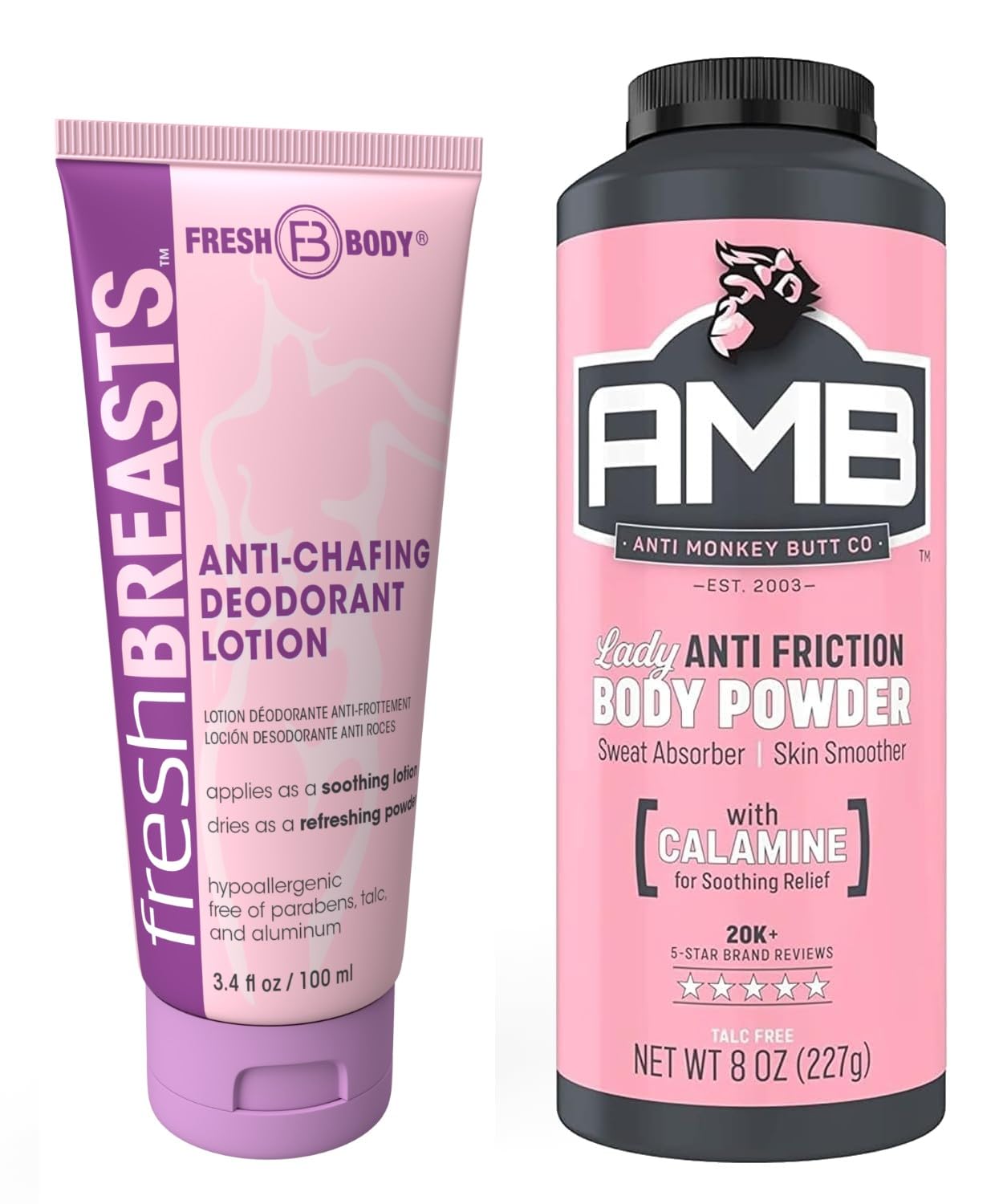 Loción Fresh Breasts sin fragancia en botella de 3.4 oz para absorber humedad.