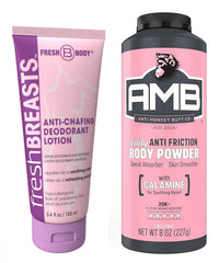 Loción Fresh Breasts sin fragancia en botella de 3.4 oz para absorber humedad.