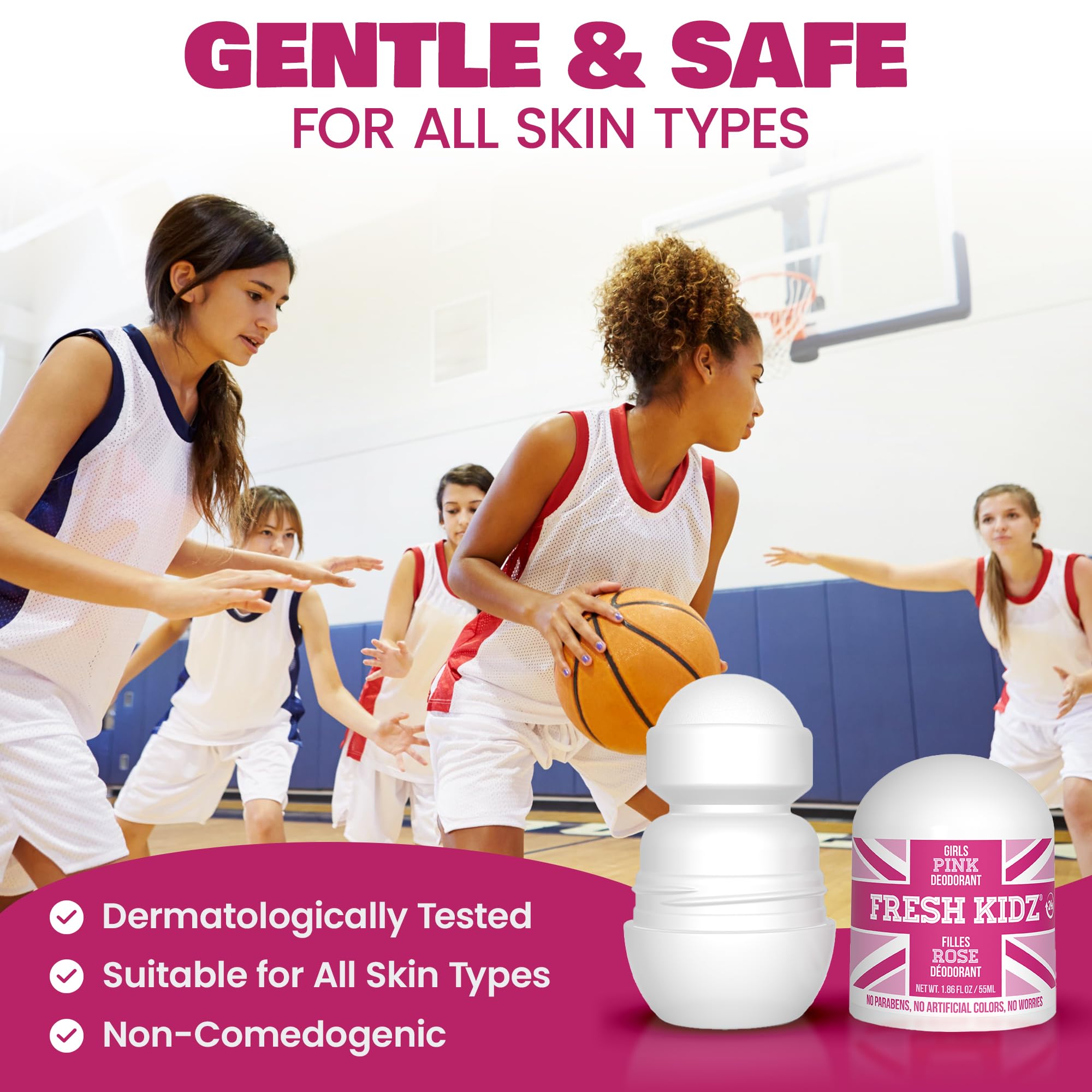 Fresh Kidz baking soda free formula promotes gentle odor protection