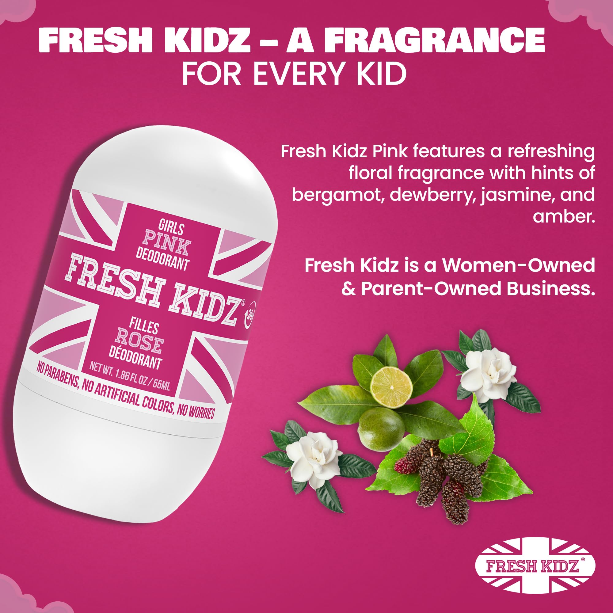 24-hour protection icon suggests all-day freshness after activities