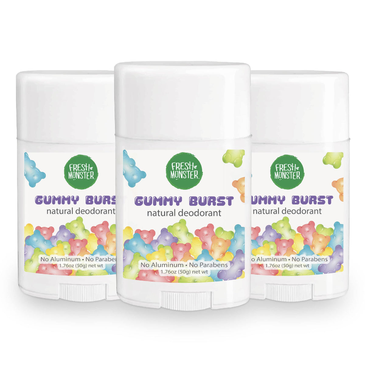 Fresh Monster deodorant bottle closeup showing a smooth, clear glide for kids