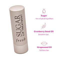 Fresh Sugar Lip Treatment Rose, cobertura suave y construible para tono natural.