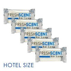 Freshscent barra de jabón envuelta individualmente, mantiene frescura para distribución.