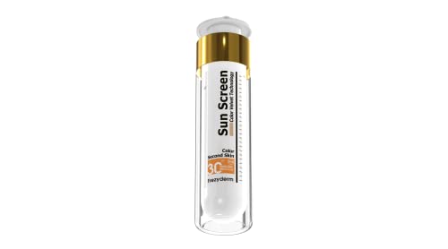 Close-up of FREZYDERM Sun Screen Color texture showing velvety tint blending smoothly.