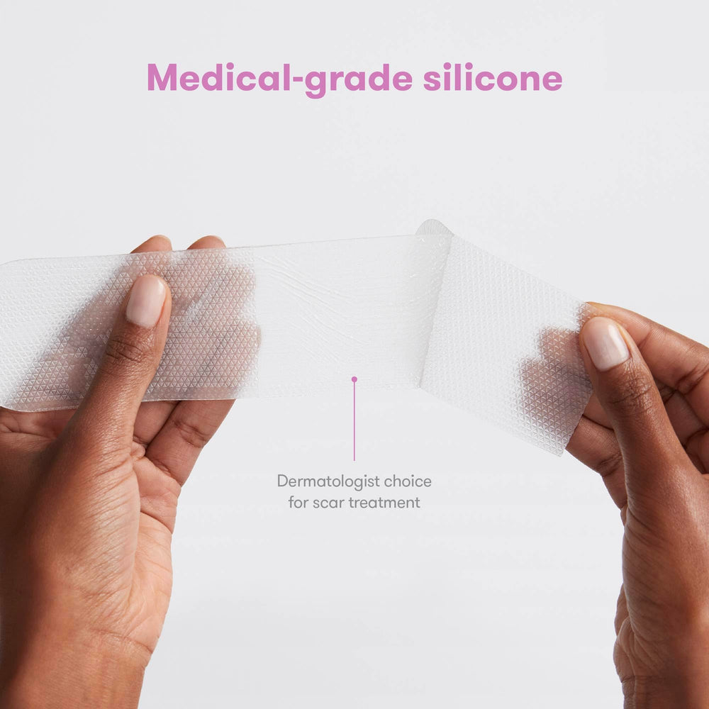 Frida Mom silicone strips hydrate scars for improved texture and comfort.