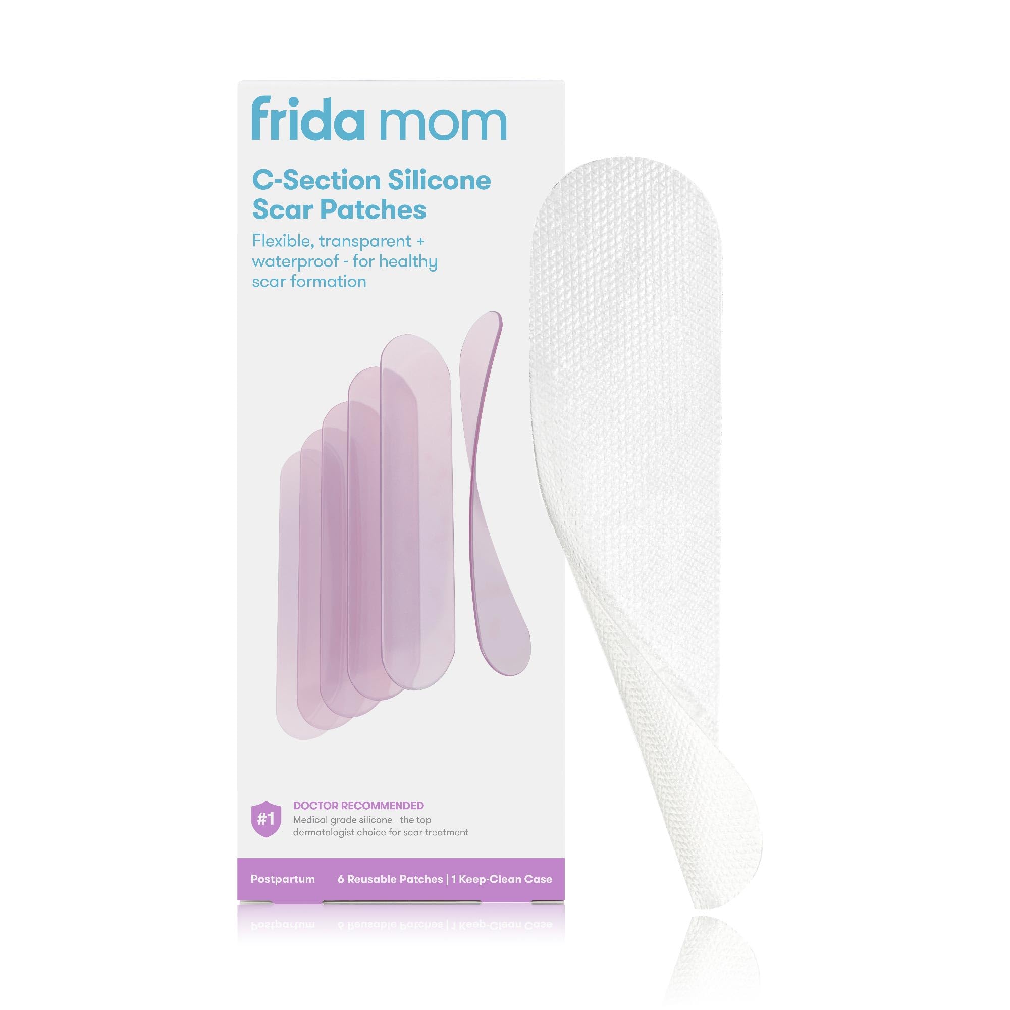 Frida Mom C-Section silicone strips packaging case for organized storage and easy access.