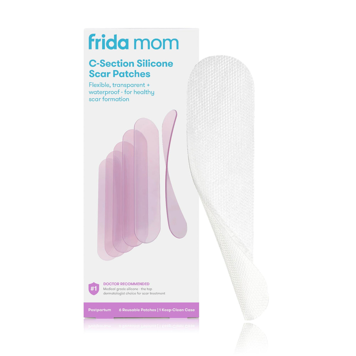 Frida Mom C-Section silicone strips packaging case for organized storage and easy access.