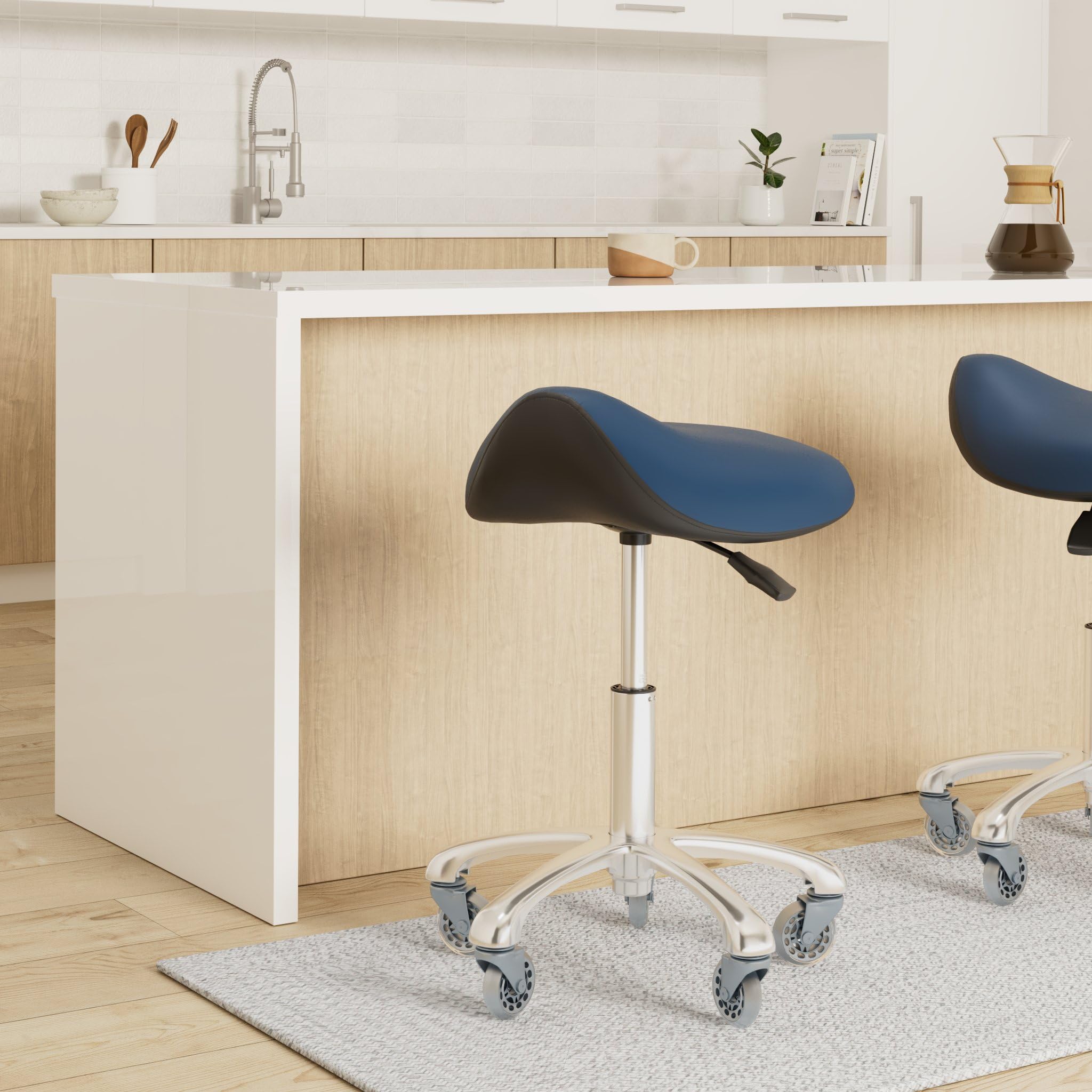 FRNIAMC saddle stool height adjustable for various heights during long tasks.