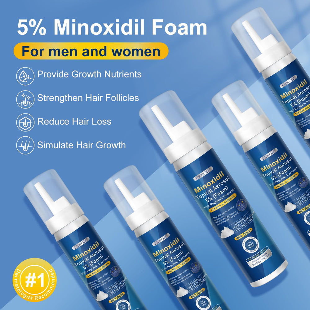 Frnoip Minoxidil Foam application action shows easy-to-use scalp treatment