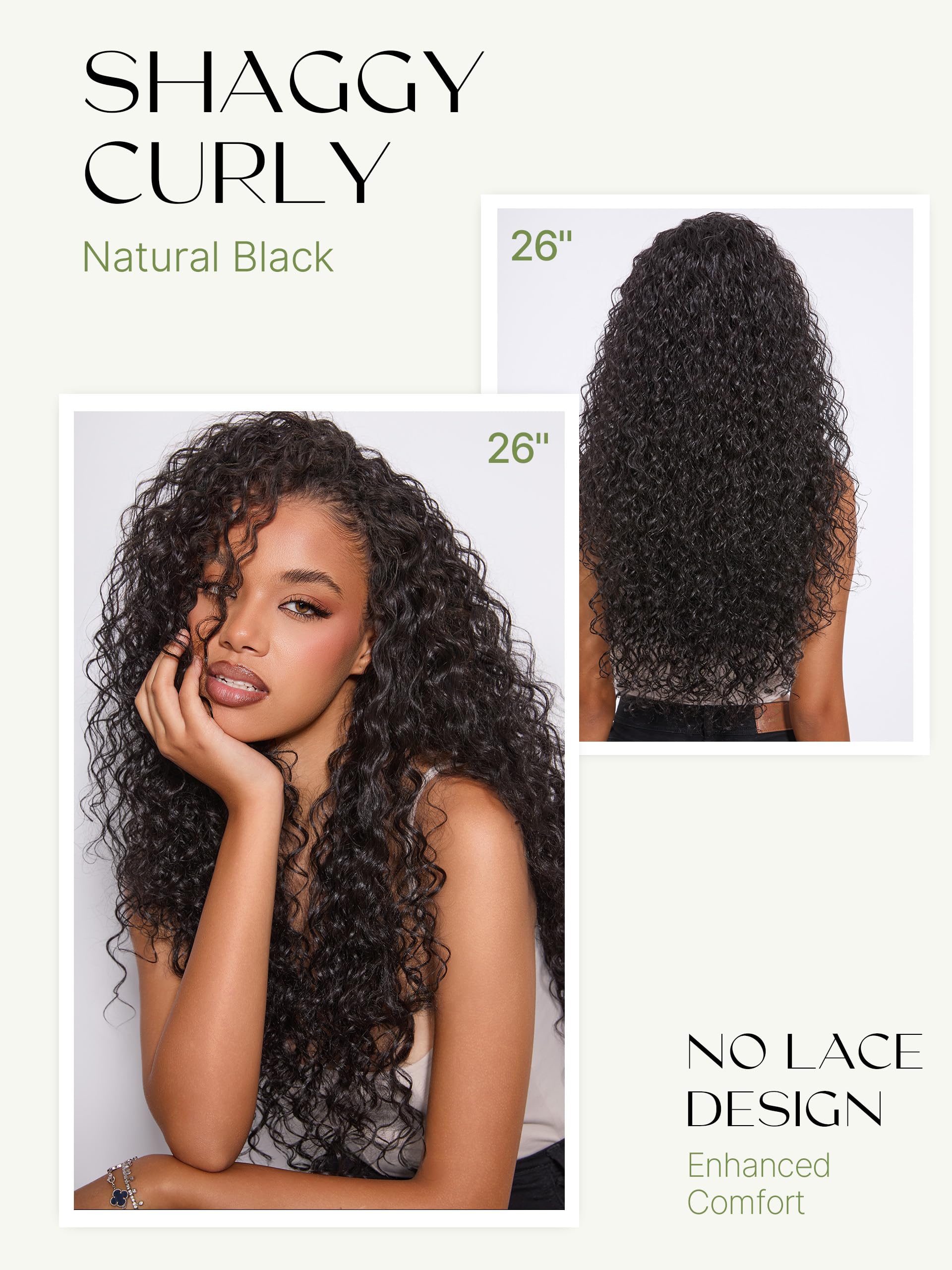 Frodio Curly Half Wig features invisible weft edge for seamless blend.