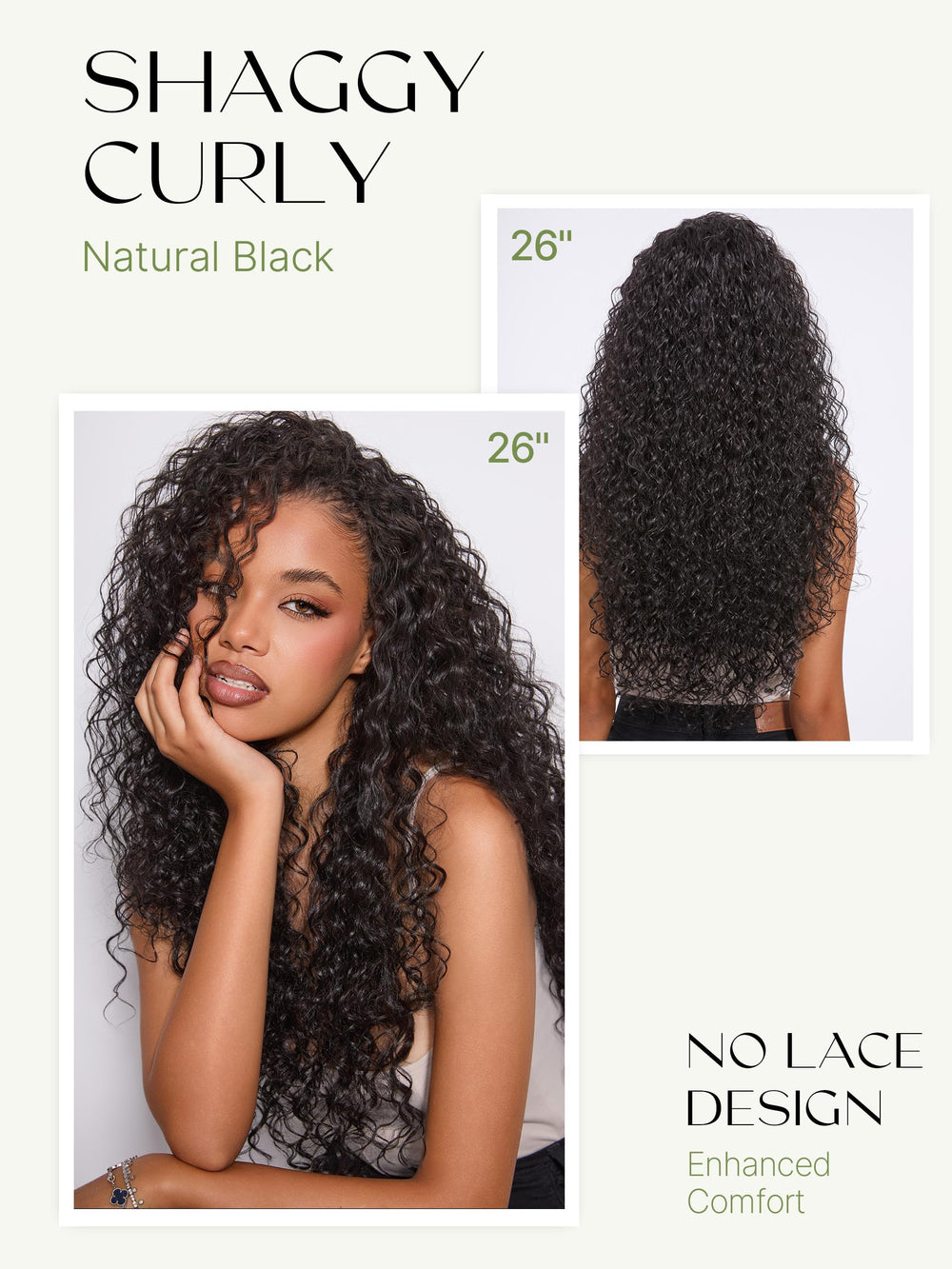 Frodio Curly Half Wig features invisible weft edge for seamless blend.