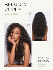 Frodio Curly Half Wig features invisible weft edge for seamless blend.