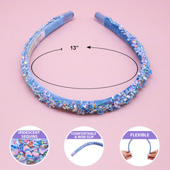 Diadema FROG SAC arcoíris con lentejuelas, añade brillo divertido.