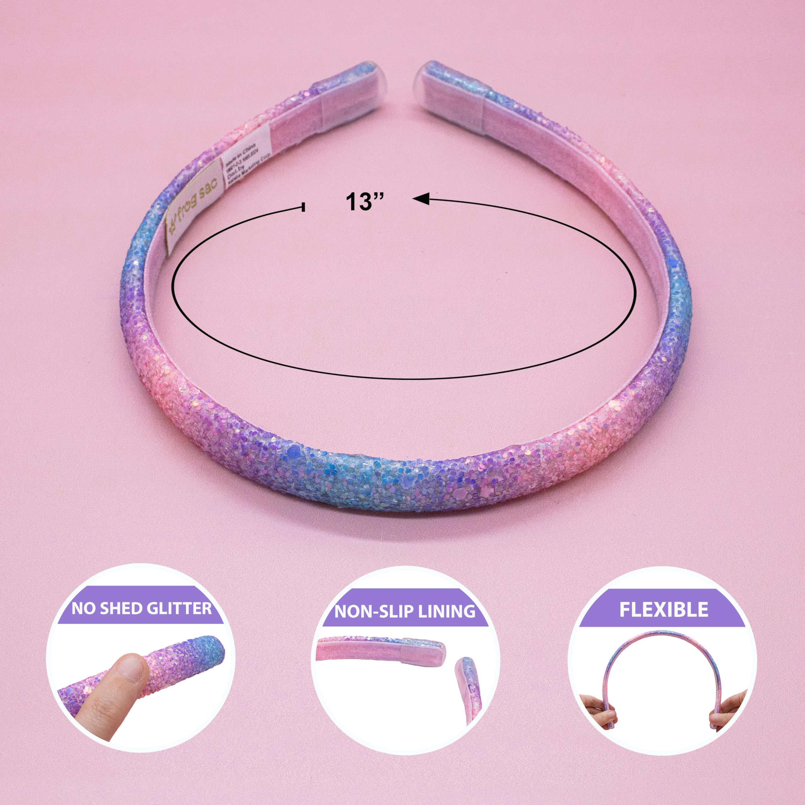 Diadema FROG SAC fina blanco con brillo, complemento elegante para cualquier conjunto