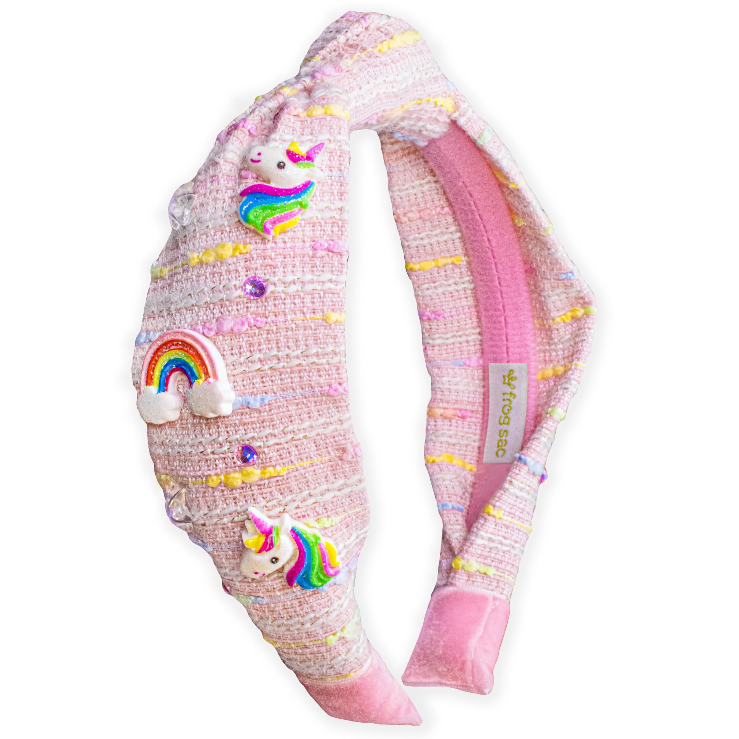 Frog Sac diadema nudo para niñas en rosa claro, cómodo para uso diario.