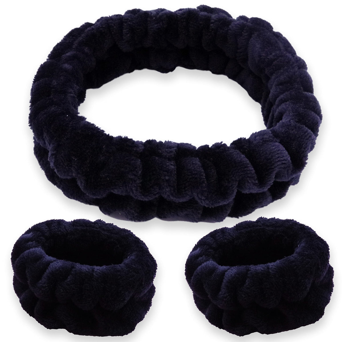Diadema FROG SAC esponjosa negra para spa, mantiene el cabello recogido durante la limpieza facial.