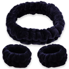 Diadema FROG SAC esponjosa negra para spa, mantiene el cabello recogido durante la limpieza facial.