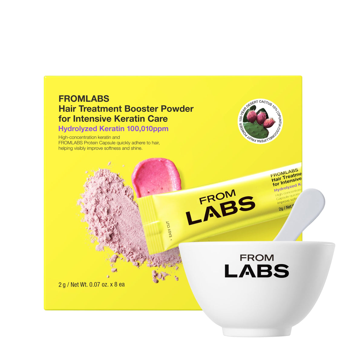 FROMLABS Polvo de keratina para tratamiento: envase listo para mezclar y fortalecer áreas dañadas.