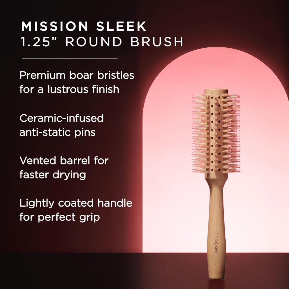 Fromm Mission Sleek ionic pins reduce static for smoother detangling.