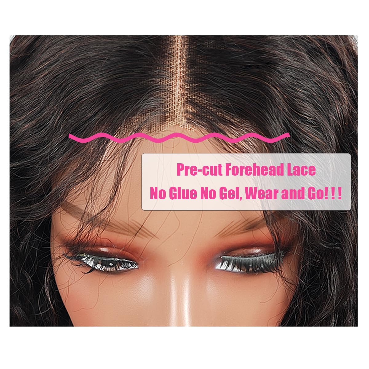 Fronbanis pre-plucked wig top view for quick setup