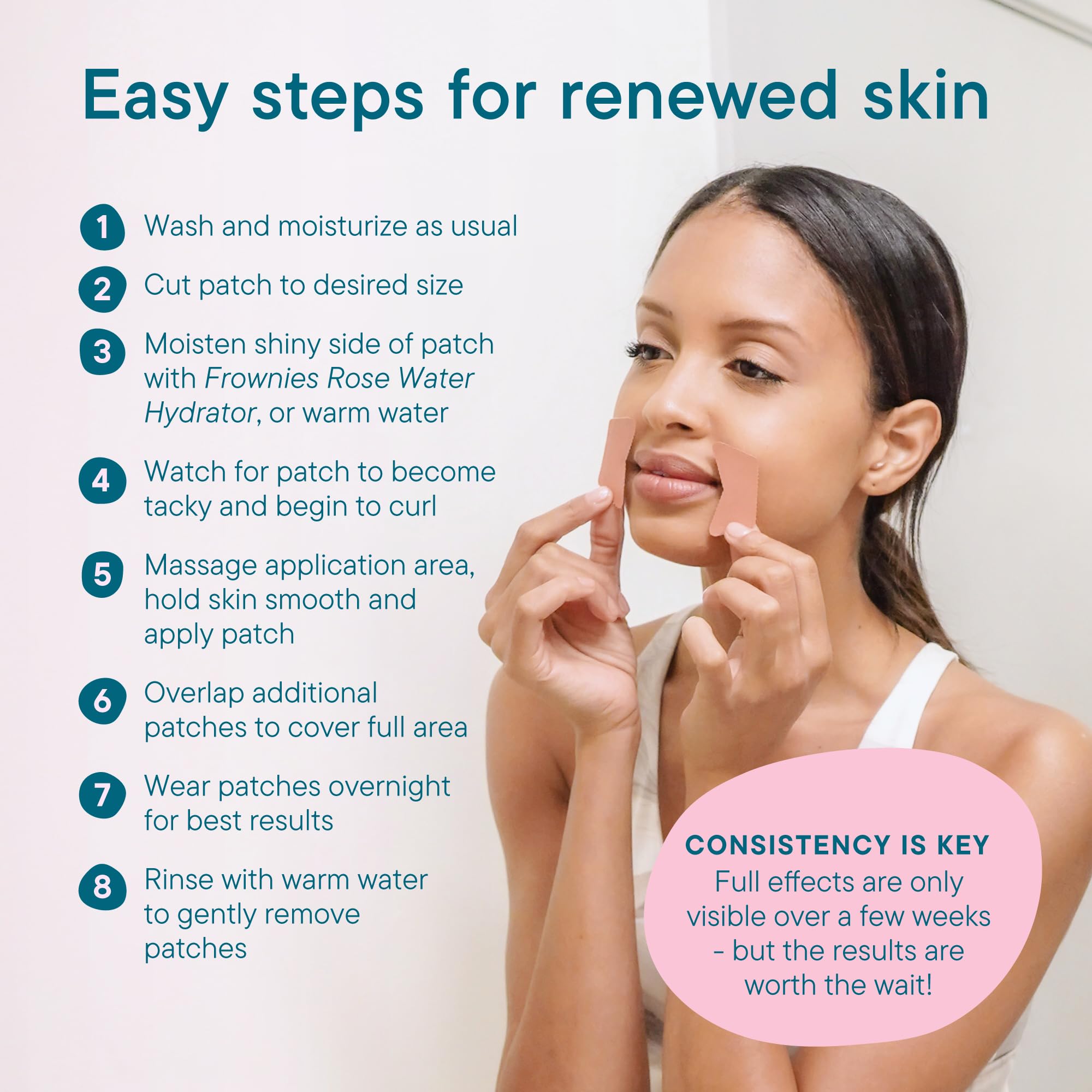 Frownies overnight wrinkle patches provide a non-invasive option for sensitive skin