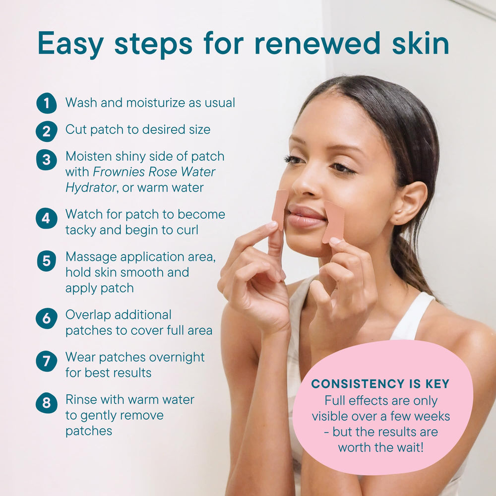 Frownies overnight wrinkle patches provide a non-invasive option for sensitive skin