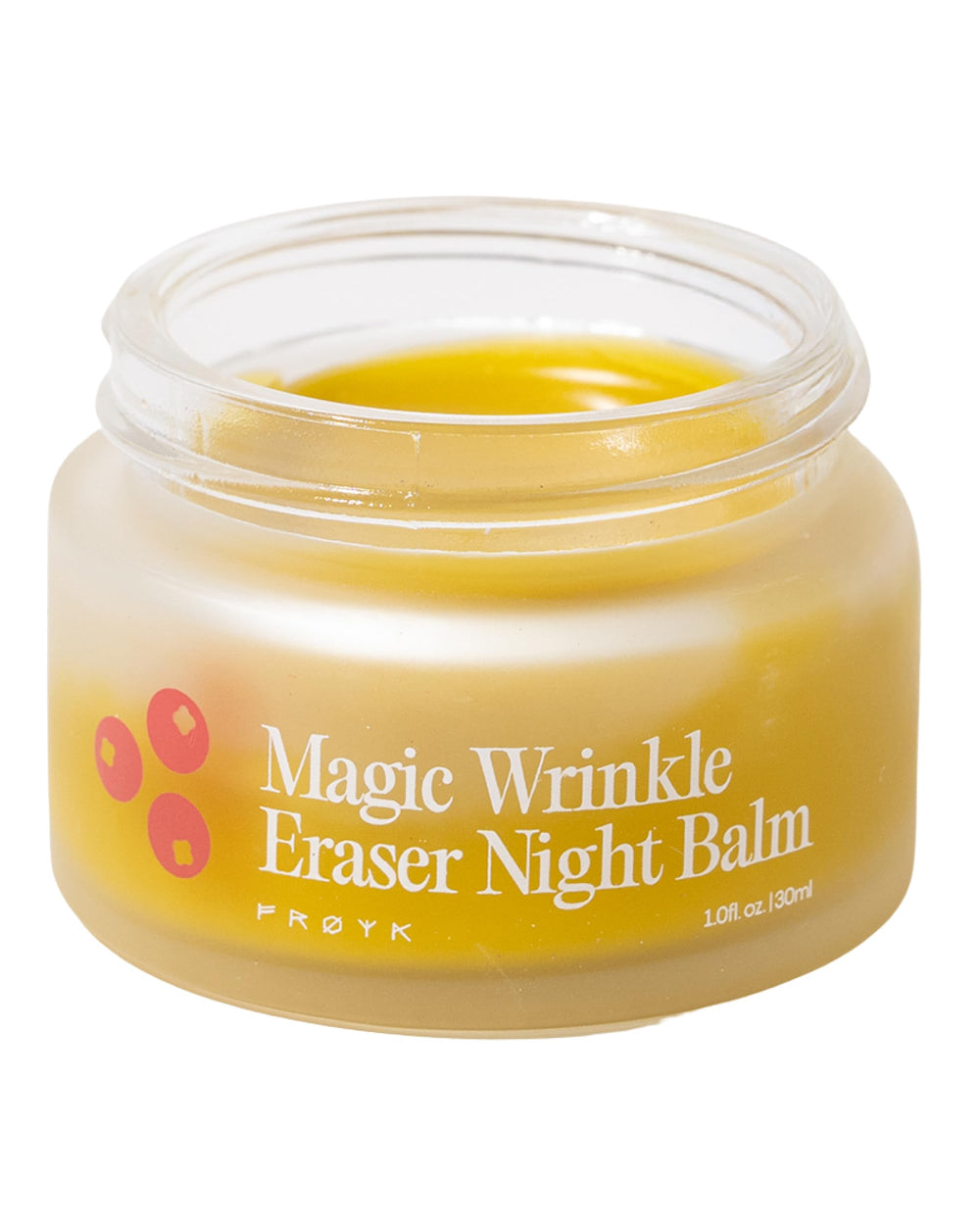 Froya Organics Intensive Wrinkle Night Balm jar close-up; rich texture for overnight hydration