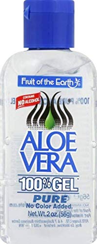 Fruit of the Earth Aloe Vera Gel closeup highlighting clear texture for cooling application.