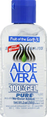 Fruit of the Earth aloe vera gel bottle for quick absorption and gentle skin hydration.