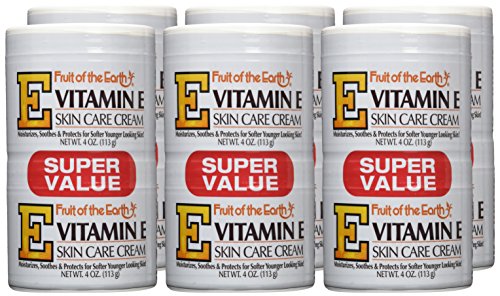 Caso de 6 tarros Fruit of the Earth crema Vitamina E para cuidado de piel