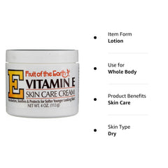 Fruit of the Earth Vitamin E Skin Care Cream being applied on hands for daily moisture.