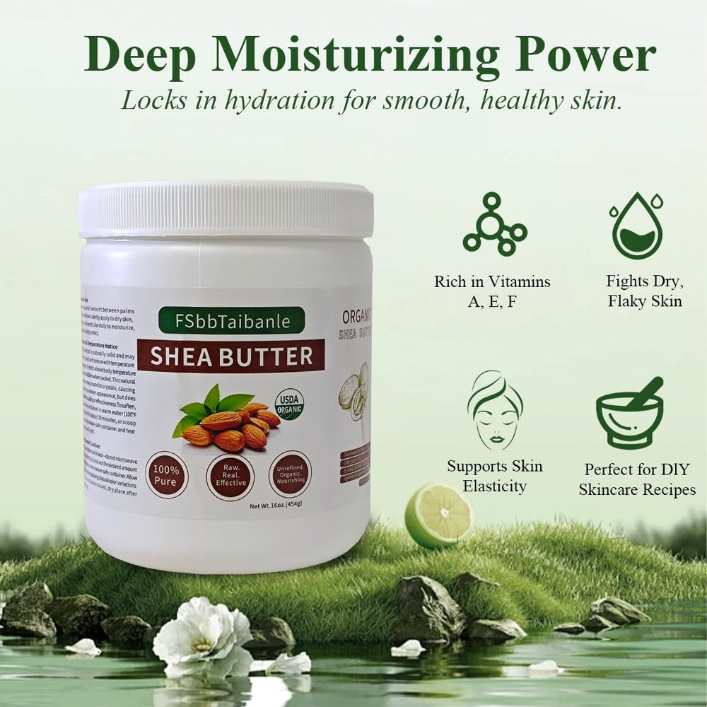 FSbbTaibanle shea butter texture close-up highlights its creamy base for DIY skincare.