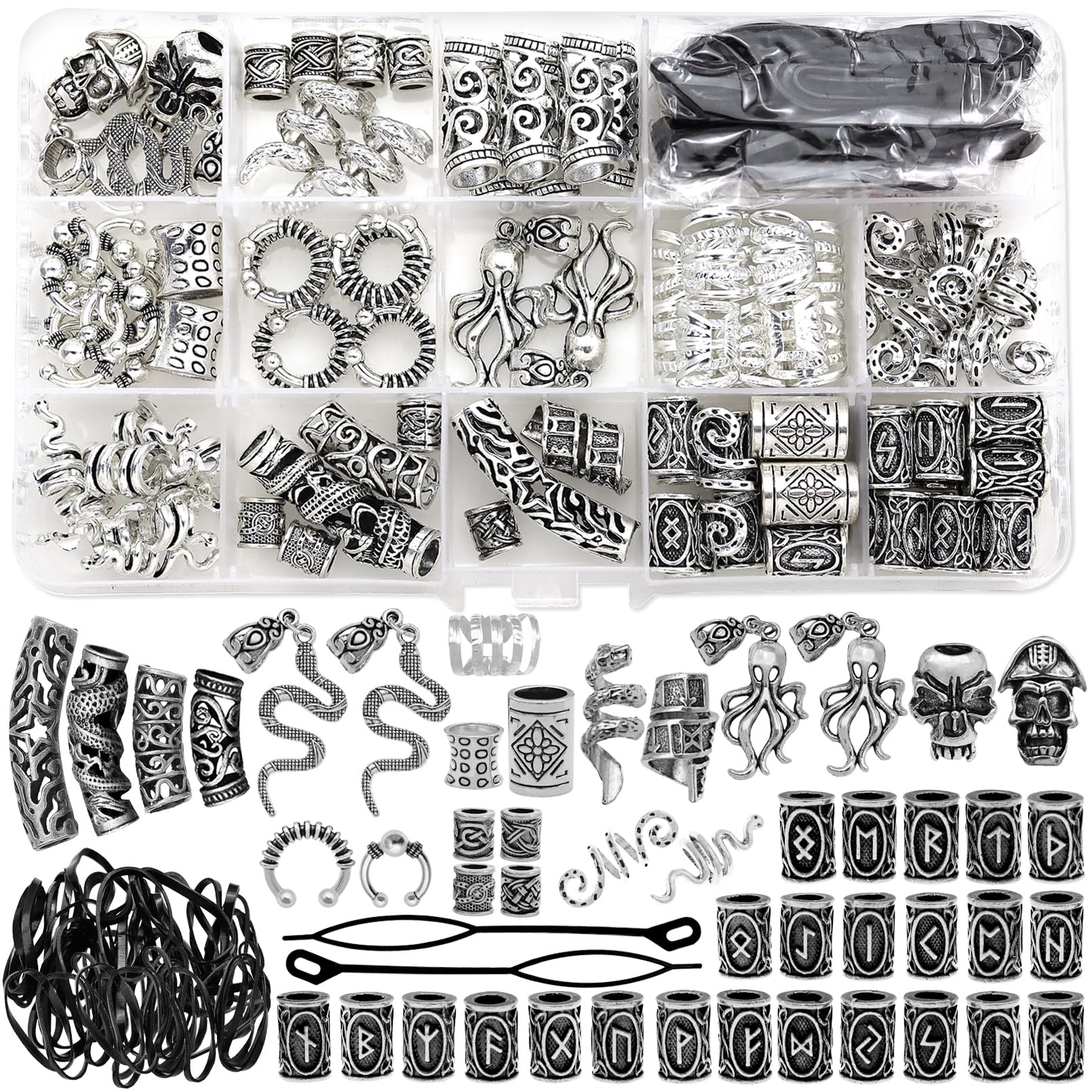 Kit Fscwlmon 207 piezas Viking para trenzas, inspira peinados y personalización