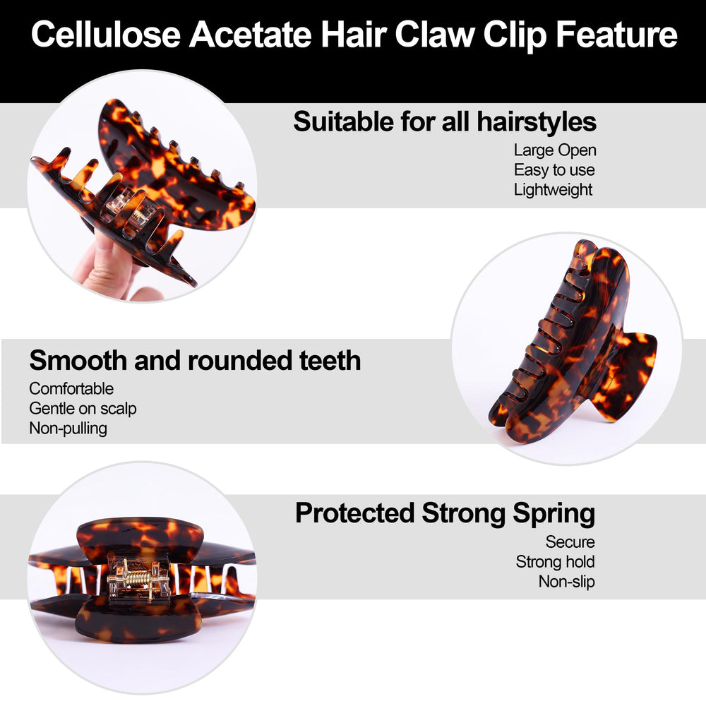 Fsmiling Big Claw en uso, clip cómodo para cabello grueso.