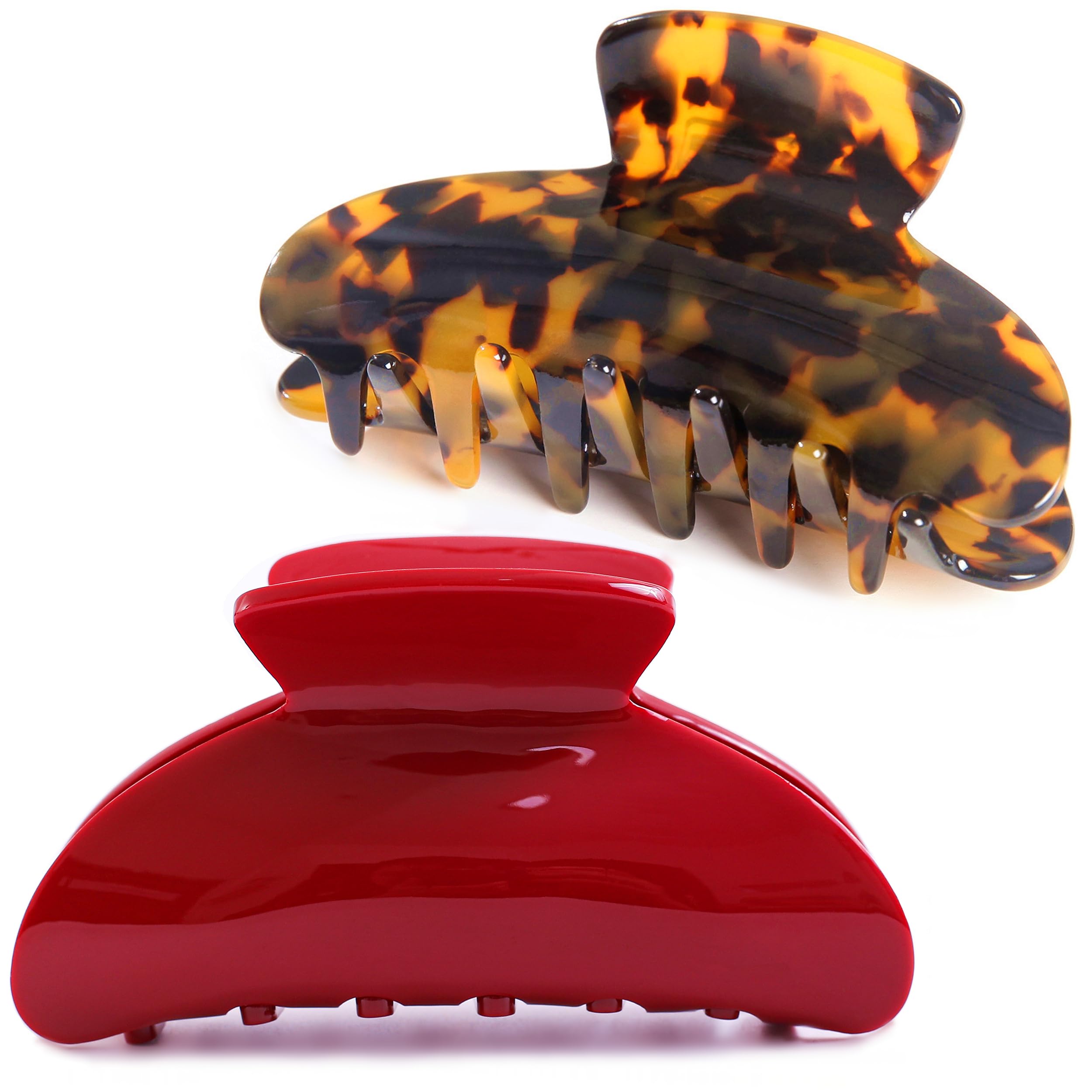 Ganchos Fsmiling Big Claw tortuga roja frente, agarre estable para peinados.