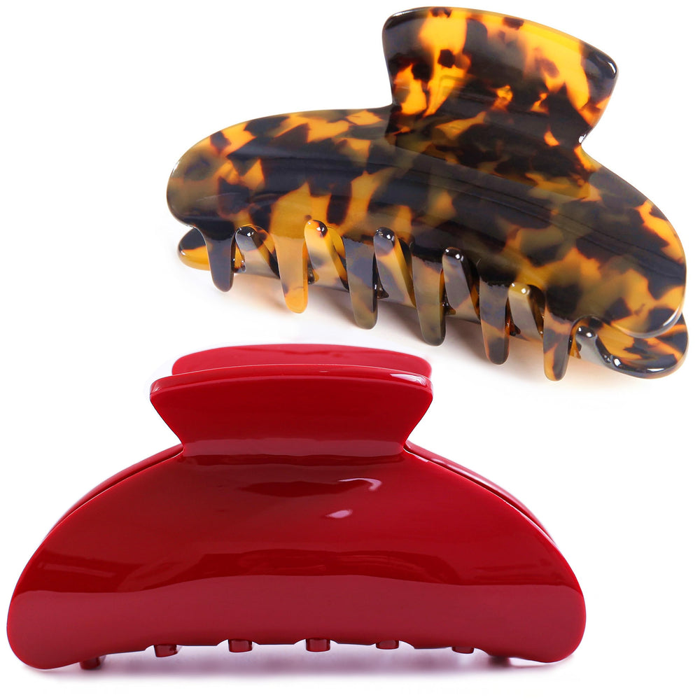 Ganchos Fsmiling Big Claw tortuga roja frente, agarre estable para peinados.