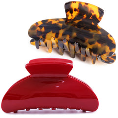 Ganchos Fsmiling Big Claw tortuga roja frente, agarre estable para peinados.