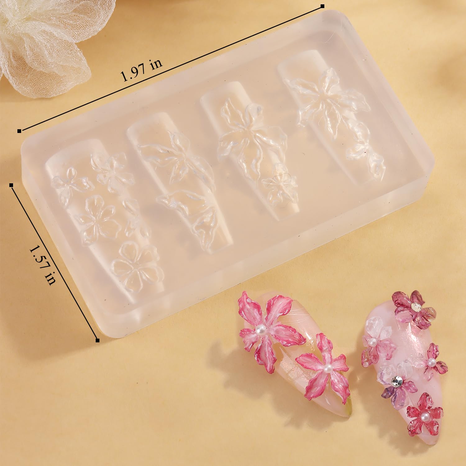 FSpronail plumeria mold for dimensional nail designs.