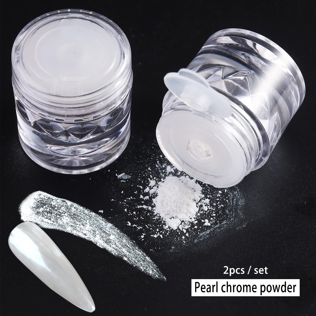 FSpronail Moonlight White Chrome: polvo perlado para uñas, acabado glaseado.
