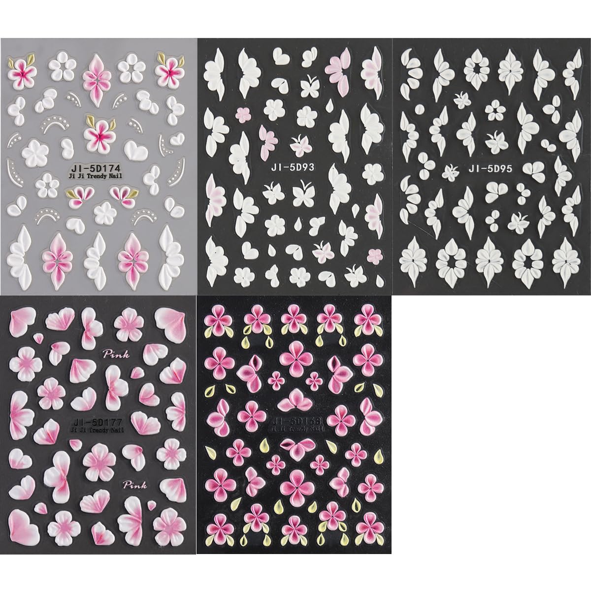 FSpronail diseño floral rosa y blanco para uñas diarias con estilo.