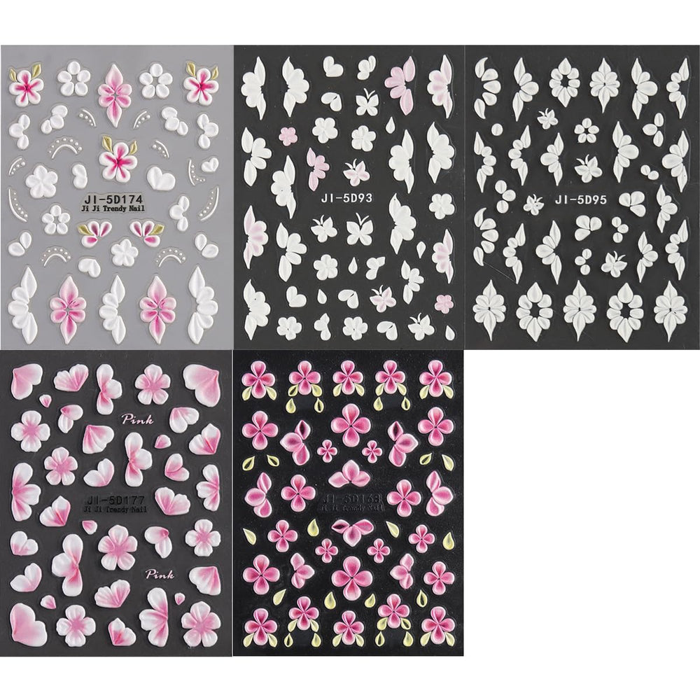 FSpronail diseño floral rosa y blanco para uñas diarias con estilo.