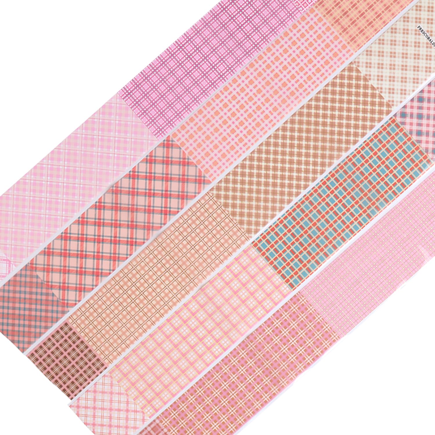 FSpronail láminas plaid rosa corte y diseño para uñas precisas.