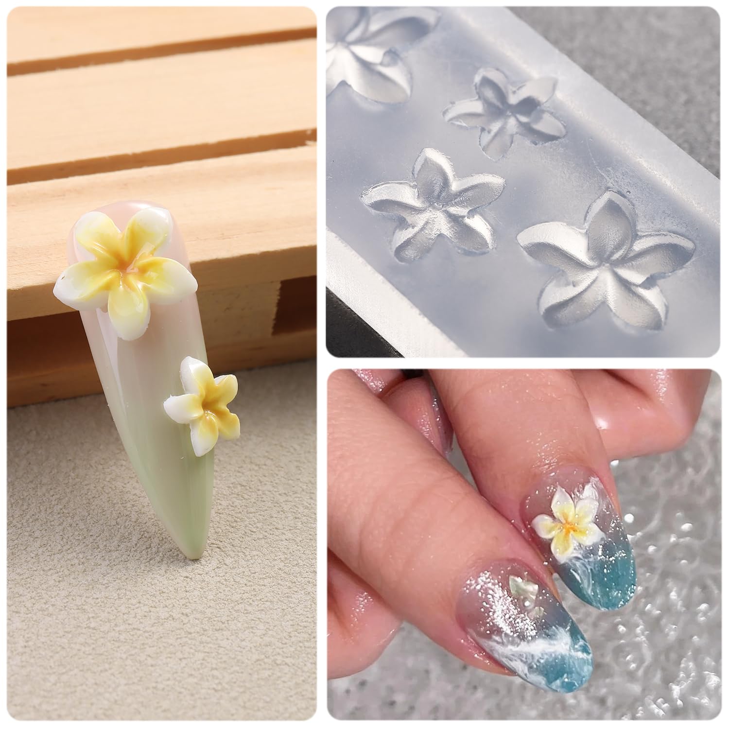 FSpronail floral molds compatible with resin and jewelry making.