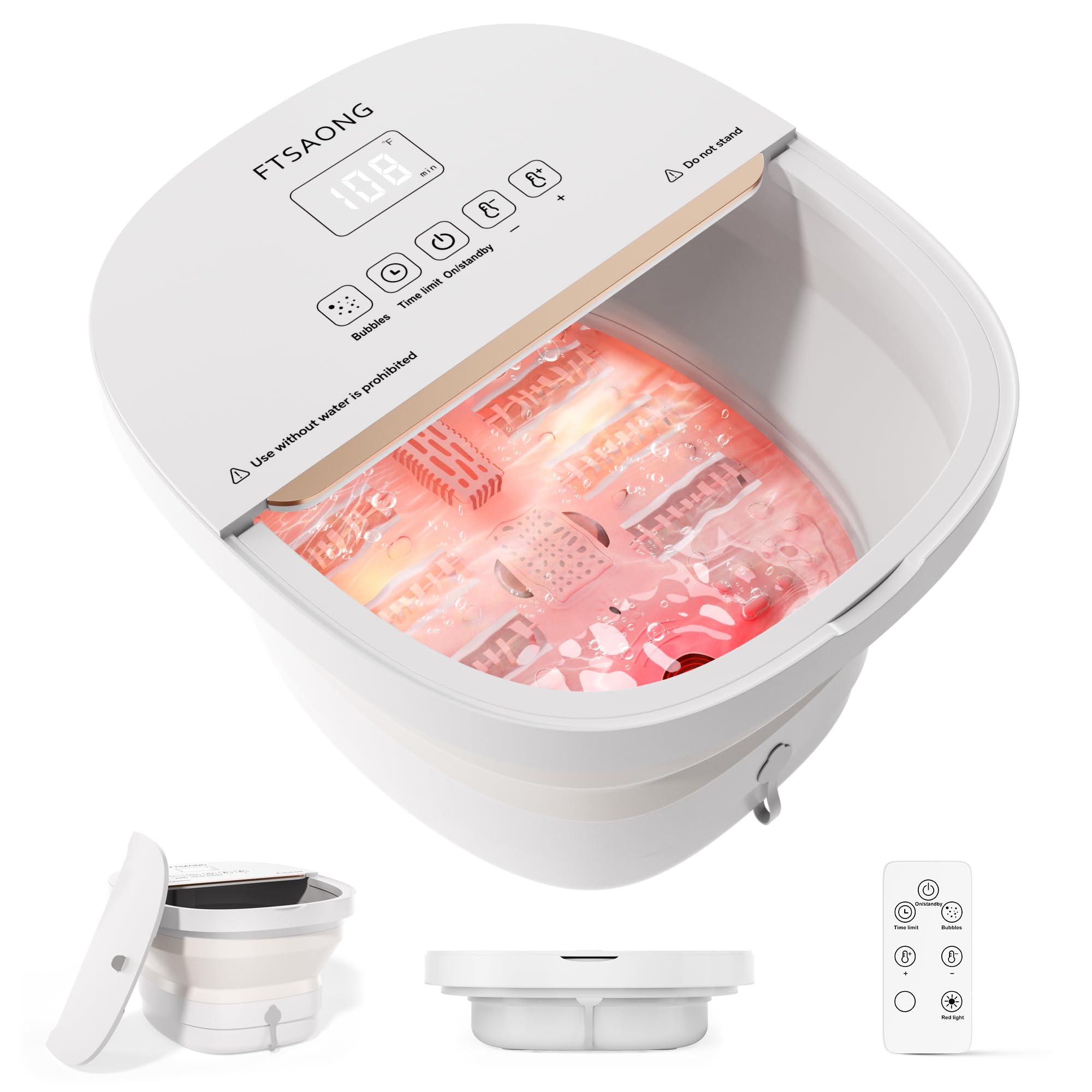 FTSAONG collapsible foot spa bath with heat for easy storage and relaxing soaks