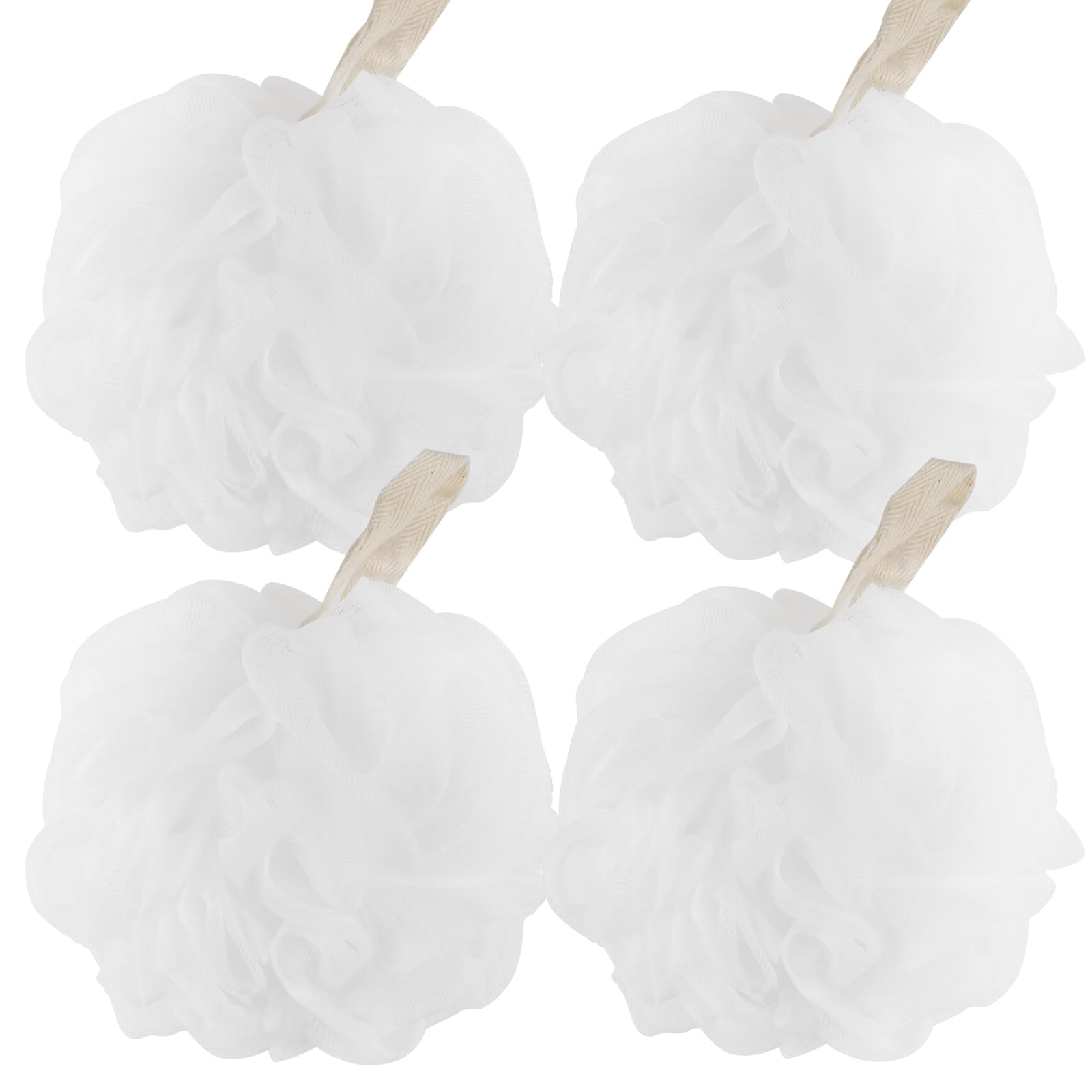 Esponjas lufa Fu Store, 4 piezas blancas para exfoliar durante la ducha.