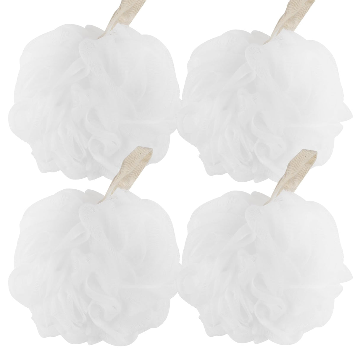 Esponjas lufa Fu Store, 4 piezas blancas para exfoliar durante la ducha.