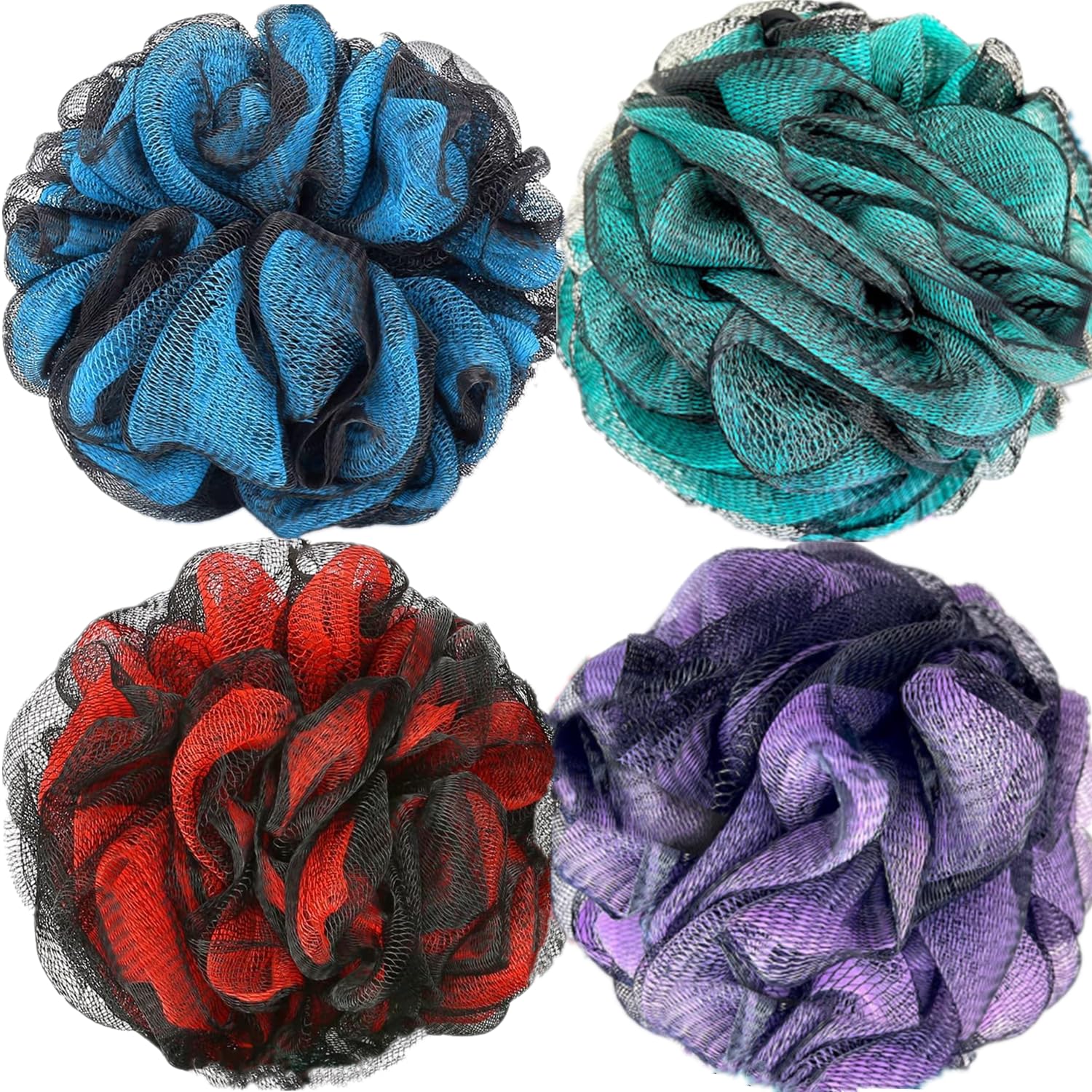 Fu Store loofah sponge in four-color collection ready for gentle exfoliation.